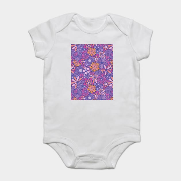 Hand Drawn Flowers Line Art Illustration Baby Bodysuit by zarya_kiqo